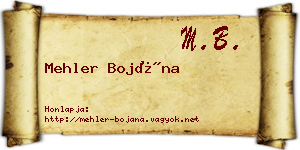 Mehler Bojána névjegykártya